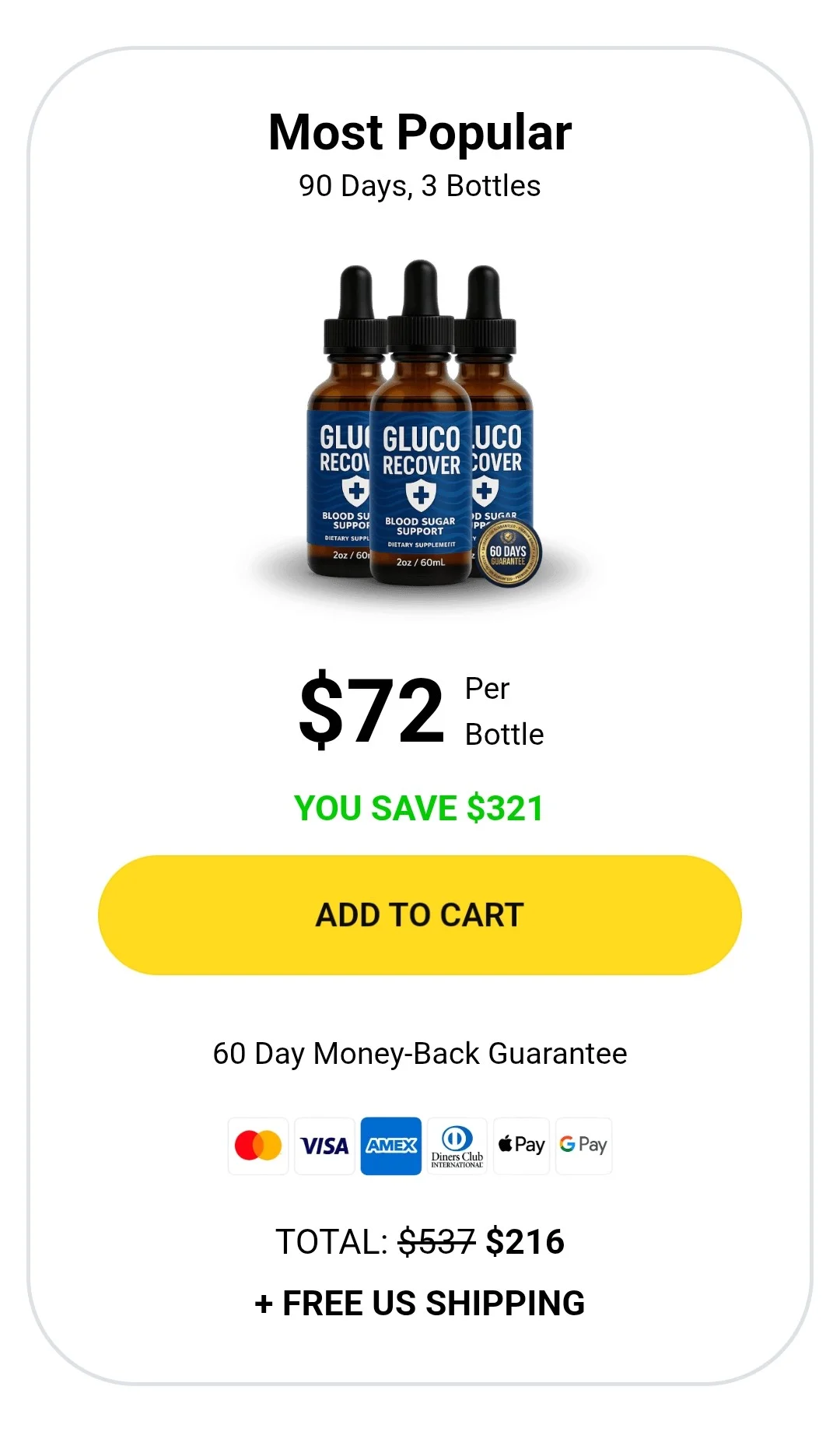GlucoRecover™ 3 bottles pricing